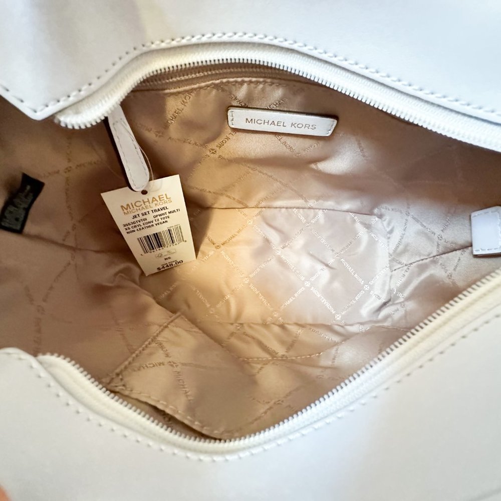 Michael Kors Jet Set XS Carryall Tote Satchel Shoulder Bag MK Rainbow White - Picture 8 of 13